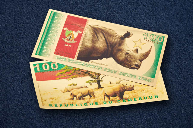 New Release: Legal Tender Gold Bill “Black Rhinoceros” 100 Francs CFA