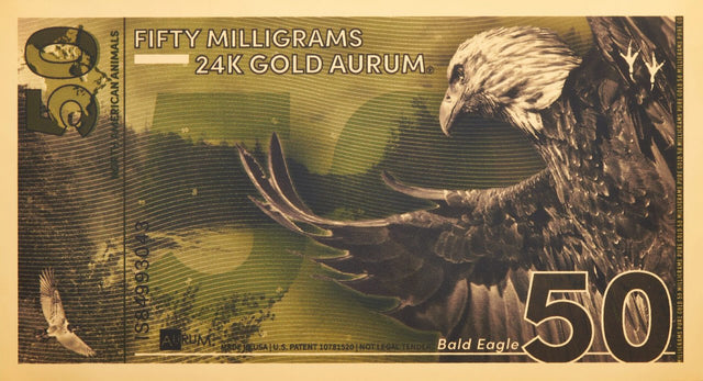 Bald Eagle Aurum® 50mg 24k Gold Bill 2024