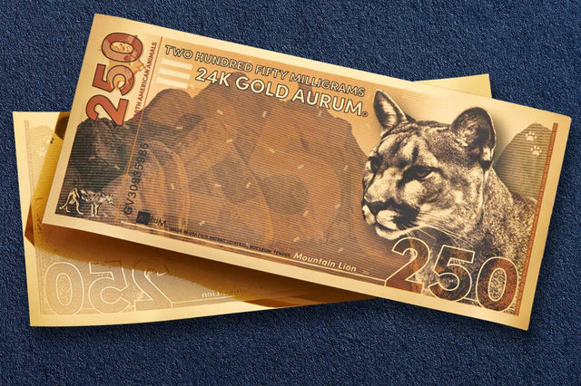 Mountain Lion Aurum® 250mg 24k Gold Bill 2024