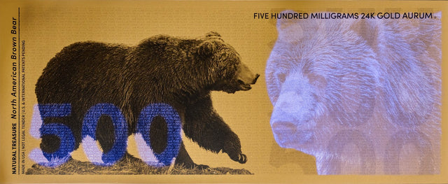 UV ink security layer in half gram 24k gold Aurum bill