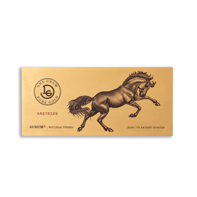 New! Mustang Gram Bullion Aurum® 1 Gram 24k Gold Bill