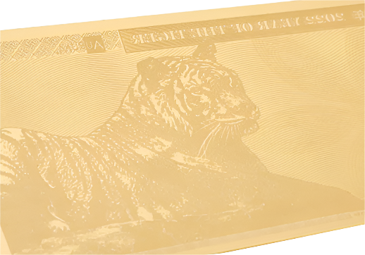 Reverse side dimensional gold being shown from a unique and patented gold bill printing process from the private mint Valaurum