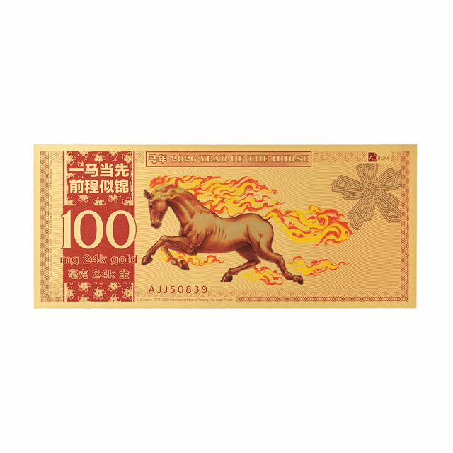 New! Year of the Horse Aurum® 24k Gold Bill 2026 - Fire Horse
