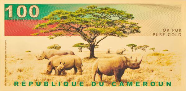 Republic of Cameroon 100 Francs CFA Black Rhinoceros Aurum®