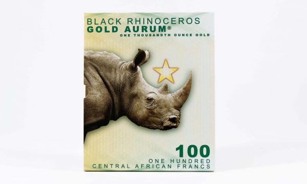 Republic of Cameroon 100 Francs CFA Black Rhinoceros Aurum® – Note in Commemorative Printed Folder