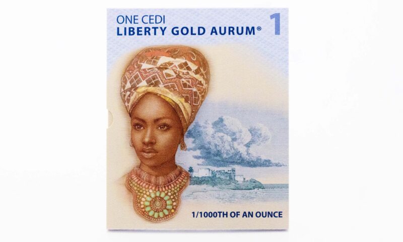 Republic of Ghana 1 Cedi gold note in packaging - Valaurum, Inc.