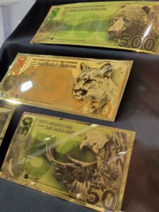 North American Animal series bills on display at the World Money Fair.