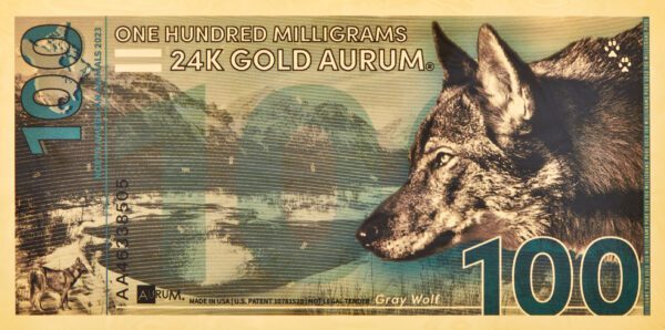 2023 Edition – 100mg North American Gray Wolf Aurum® Gold Bill