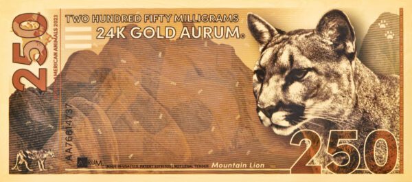 2023 Edition – 250mg North American Mountain Lion Aurum® Gold Bill
