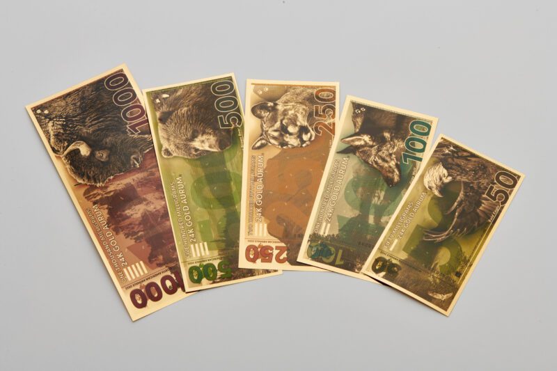 2023 North American Animal Series set of 5 bills fanned out.