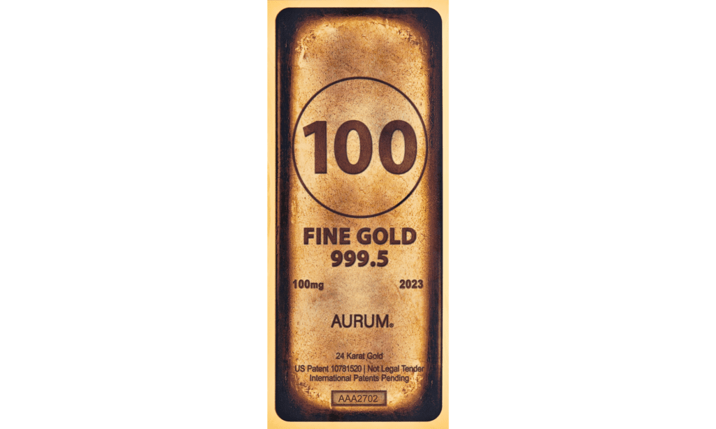 Front of the Gold Bar Aurum Bill.