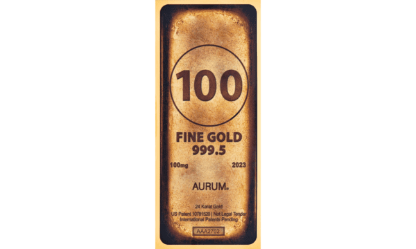 2023 – 100mg Gold Bar Aurum®