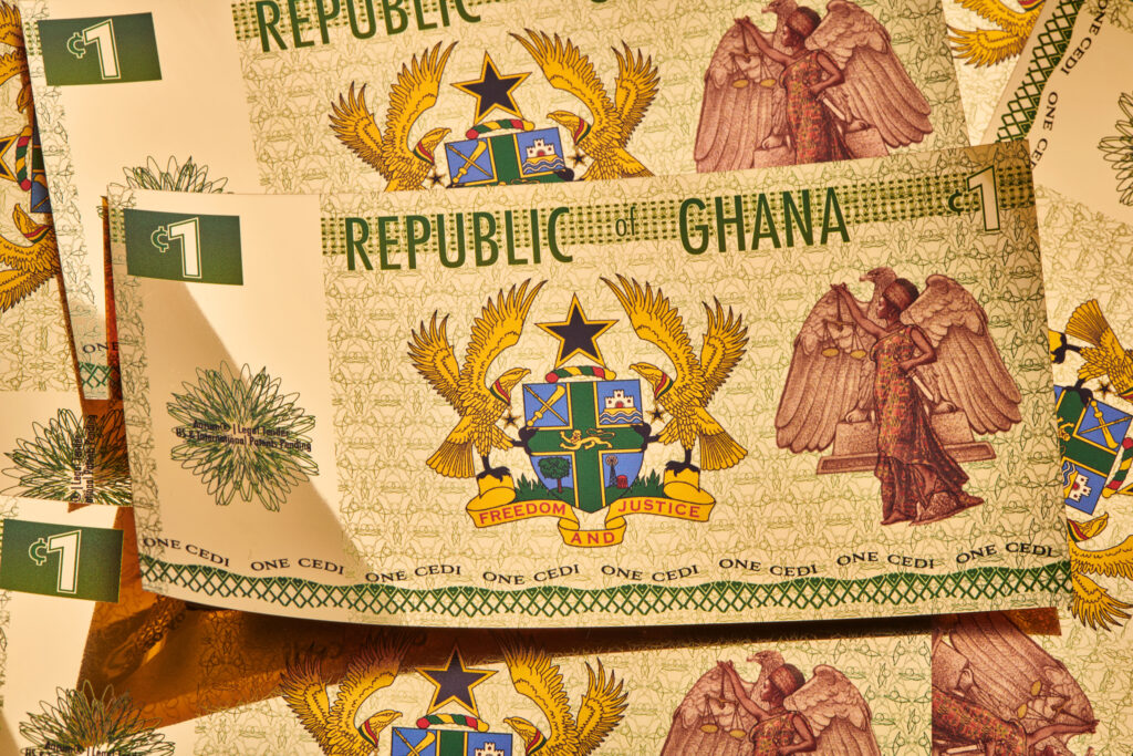 The reverse side of multiple Ghana Justice bills.