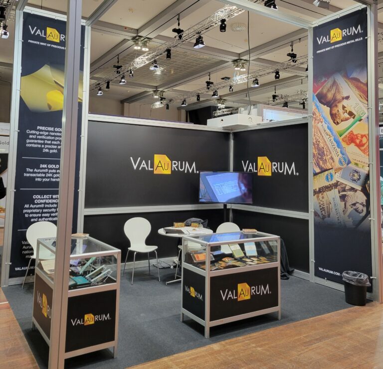 Valaurum's booth exhibit at the World Money Fair 2024 in Berlin.